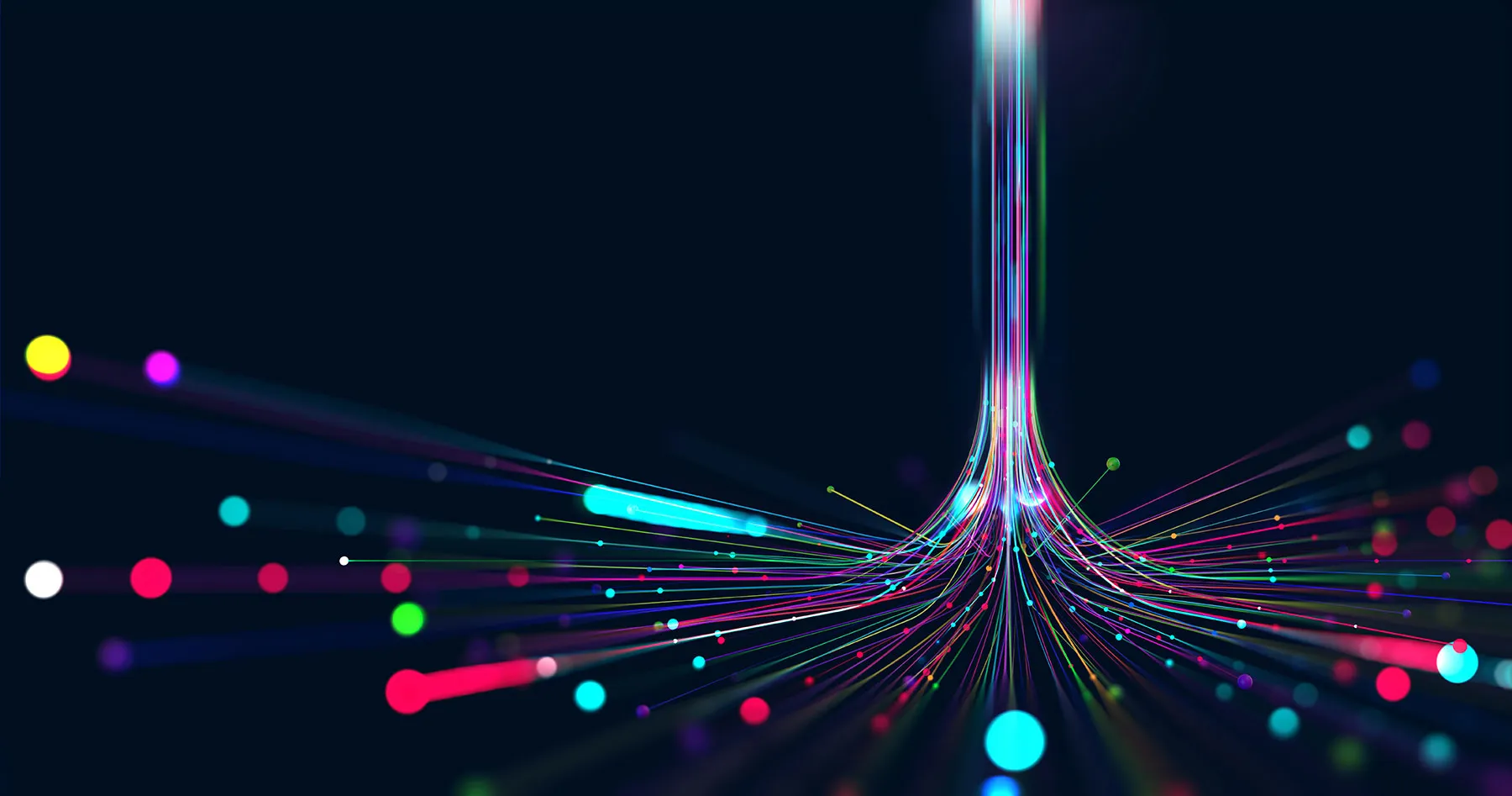 an abstract image of lines and dots on a dark background